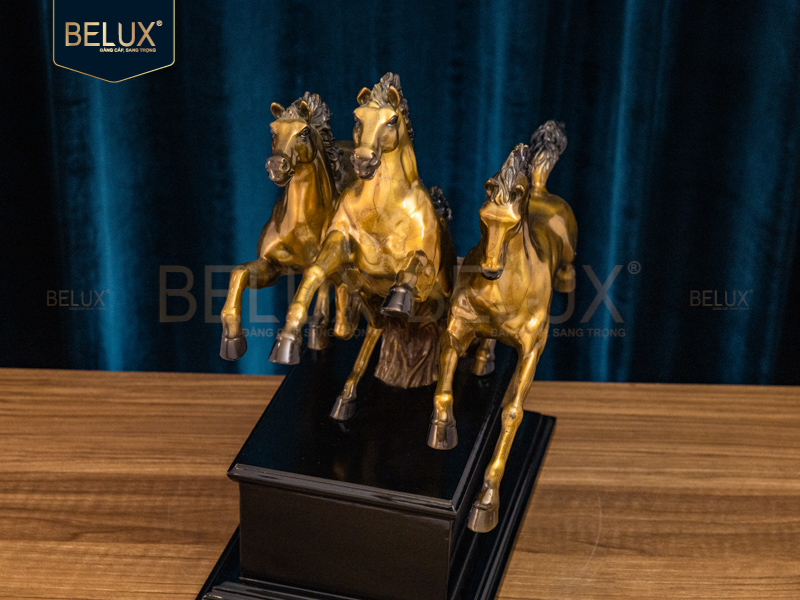 Tượng Song Mã bằng đồng decor 39x18x33cm